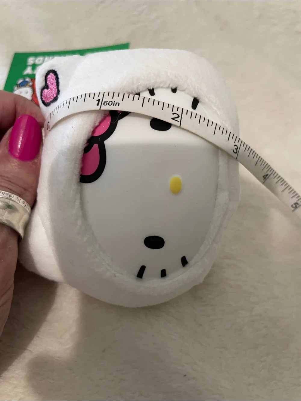 Hello Kitty White Plush Key Ring with Pink Details